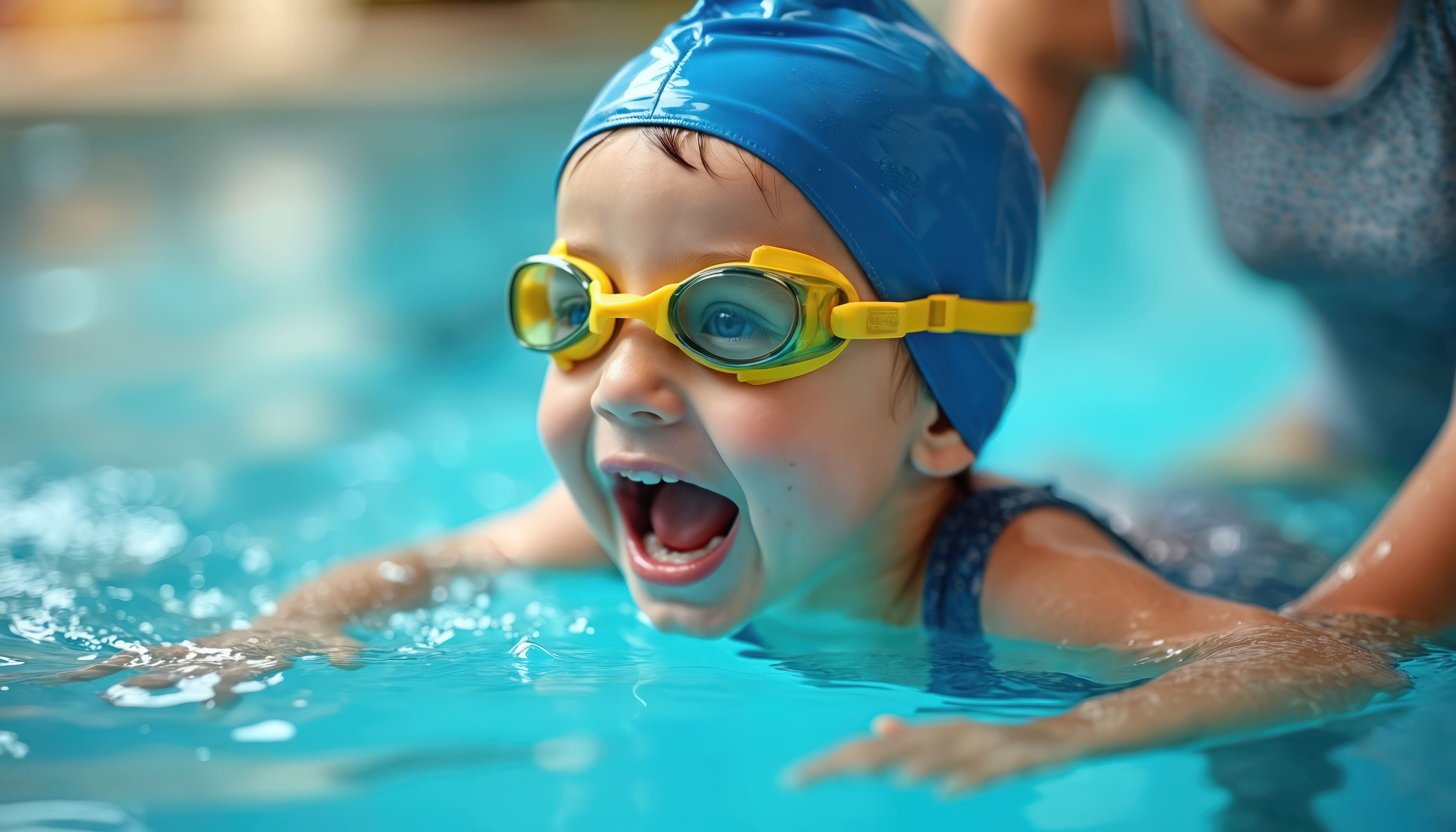 Beginner swimming course for kids learning self-rescue skills and water confidence